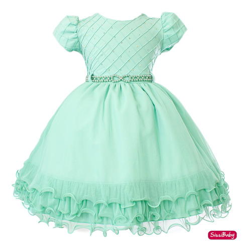 Vestido Infantil Verde Tinker Bell Realeza Festa Social Luxo
