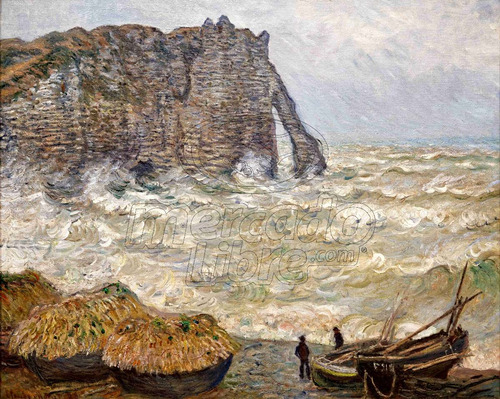 Lienzo Canvas Arte Claude Monet Mar Agitado Etretat 80x100