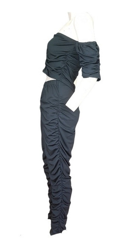 Calza/peto, Lycra, Negro, Diseño Fashion, Recogido, Talla L