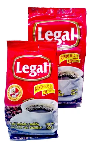 Café de Grano Legal Mezclado con Azúcar, 200 gr.