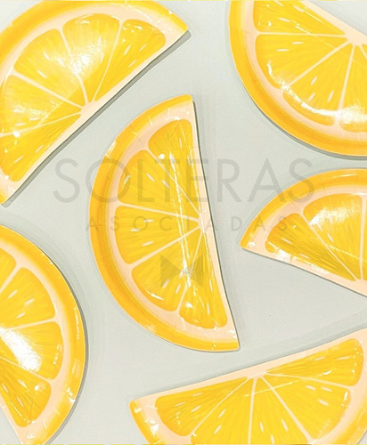 6 Platos Medio Limón - Cotillón Polipapel, Cumples, Fiestas