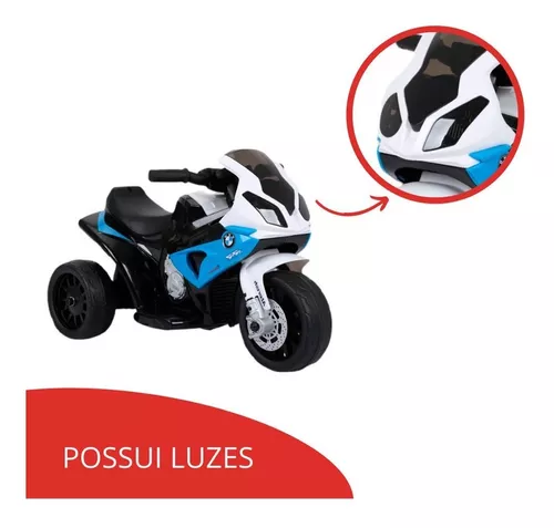 Mini Moto Motinha Elétrica Infantil Azul Cross 6v Luz Som