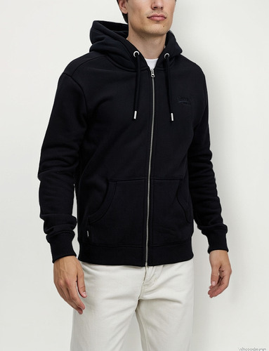 Exclusivo Poleron Con Capucha Superdry, Black L