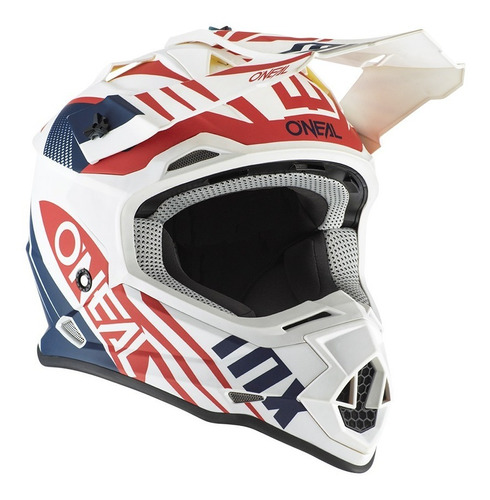 Casco Para Motocross Enduro Oneal 2srs Spyde Blanco/ Rojo Color Blanco Tamaño del casco 2X (63-64cm)