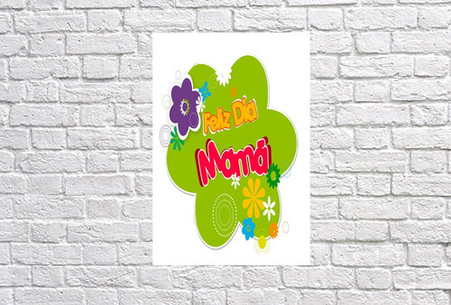 Vinilo Decorativo 20x30cm Feliz Dia Mama Mami Love Flores