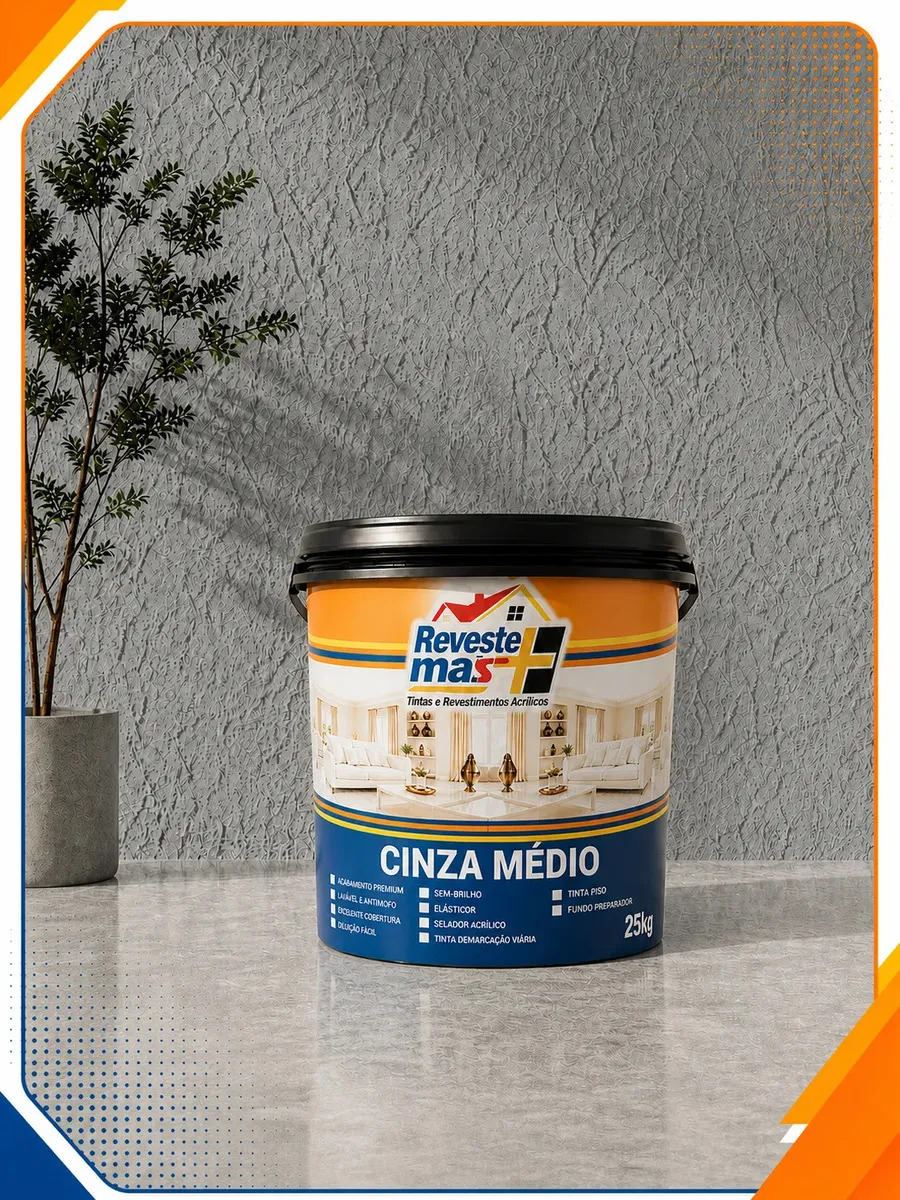 Textura De Rolo Lisa, Prática E Durável 25kg Cinza Médio