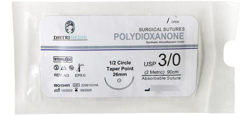 Sutura Polydioxanone (pdo Absorbible) X 12 Unidades #3.0