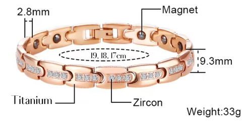 Pulsera Magnética Titanio Con Hematitas Y Circonitas