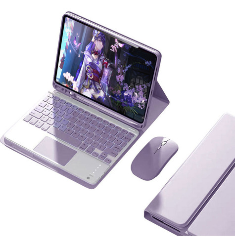 Touch Abnt Bluetooth Teclado + Mouse + Capa Para Tab A9 Plus Cor Cor Lavanda