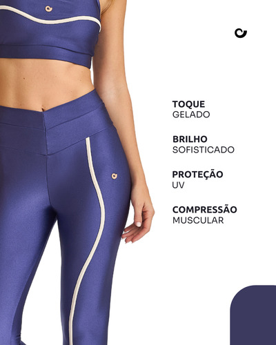 Conjunto Cajubrasil Legging Cós Modelador E Top Transpassado Violeta-escuro Liso G