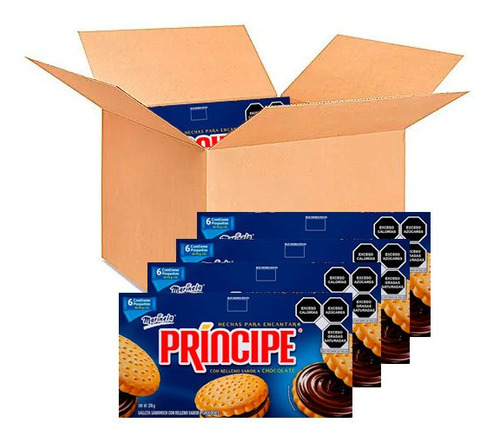 Galletas Príncipe Con Relleno Chocolate 5cajas 6pzs