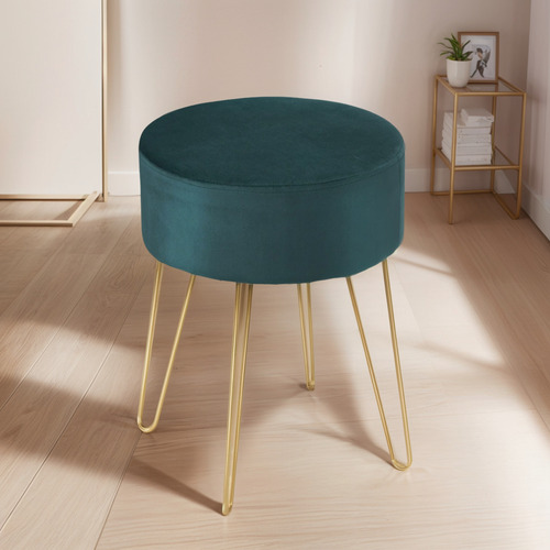 Taburete Banquito Puff Tapizado Moderno Diseño Zamibia Persa Color Verde