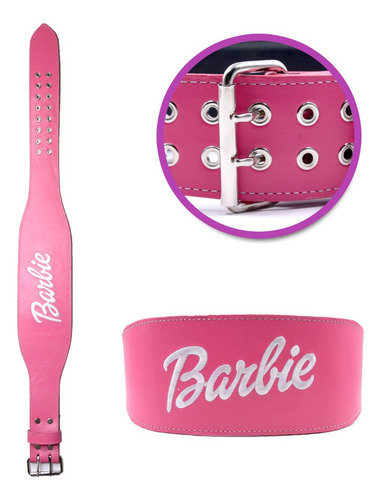 Faja Para Gym+ Straps + Grilletes Piel Bordada Barbie