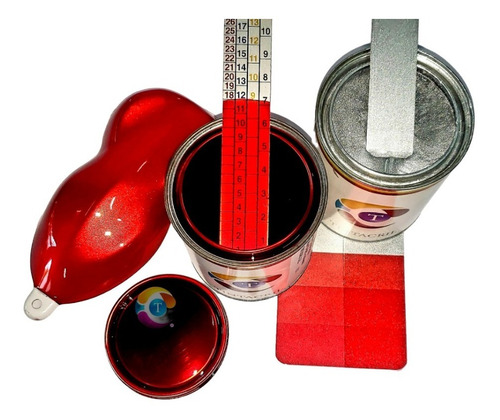 Imagen 1 de 9 de Kit Pintura Candy Bicapa Rojo 1 Lt + Base Aluminio Bic. 1 Lt