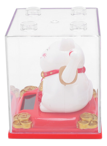 Estátua Solar Lucky Cat Ornament Com Sensor De Braço Ondulan