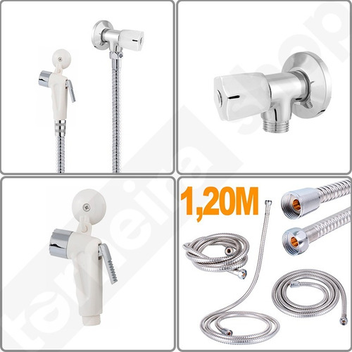 Ducha Higienica Completa Registro 1/4 Volta Flexível Gatilho