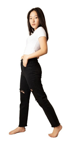 Jean Pantalon Mujer Mom Slouchy Rigido Roturas