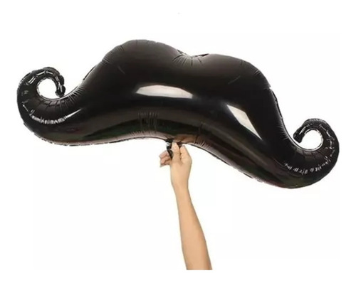 Kit 2 Balão Metalizado Bigode Decoração Cor Preto