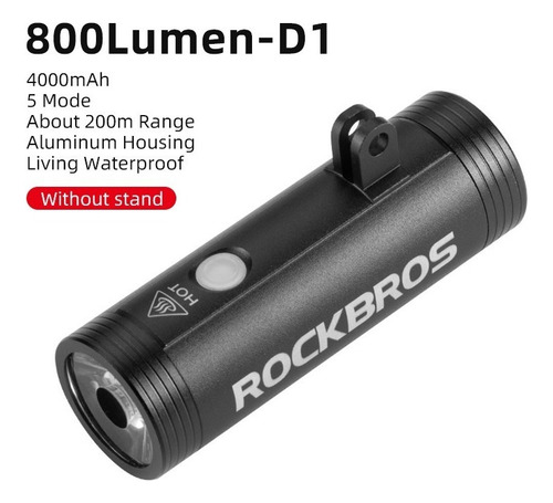 Farol Rockbros 800 Com Usb Recarregável Com Suporte