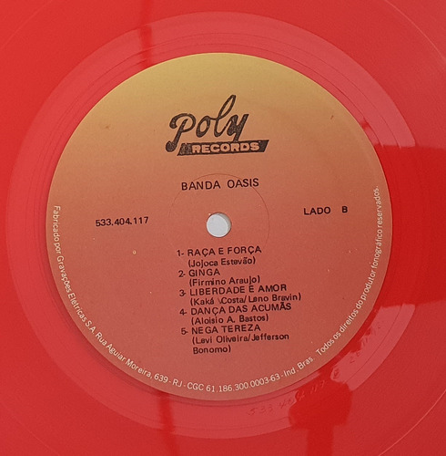 Lp Banda Oasis Axé Raro Vinil Vermelho (Usado)