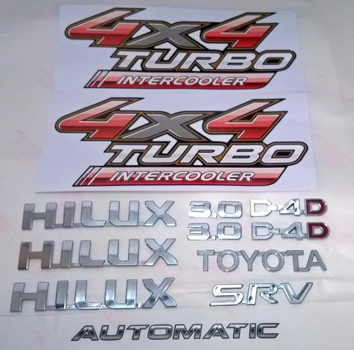 Kit 12 Emblemas Toyota Hilux Hilux  Srv  Ano 2005 A 2015