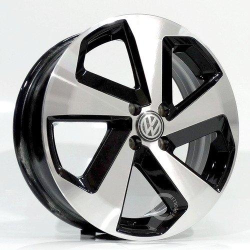 Roda Aro 17 4x100 Tala 6 Golf Gti Saveiro Vw / Jogo + Bicos Cor Preto Diamantado