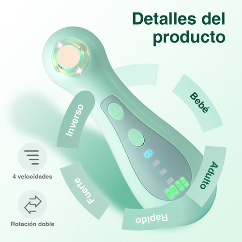 Lima De Uñas Eléctrica Para Bebés Con Luz 4 Velocidades Recargable 12psc Limas Juego De Lima De Uñas Gievuleo