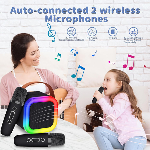Máquina De Karaoke Con 2 Micrófonos Inalámbricos Para Niñas,