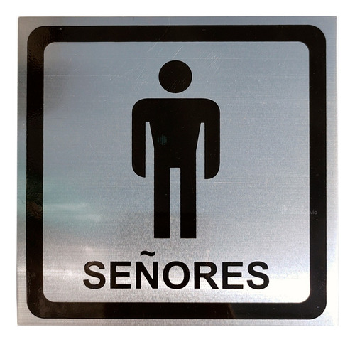 Señal Baño Señores - Metálico / Adhesivo - Letrero De Aviso