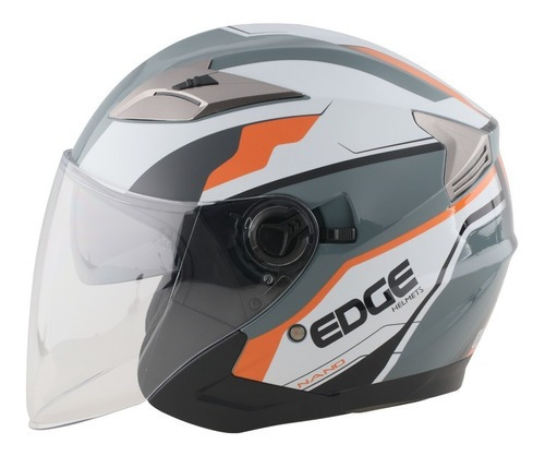 Casco Edge Jaguar Nano Semi Integral 3/4 Jet Certificado Dot Color Negro Naranja Brillo Tamaño del casco M (57-58 cm)