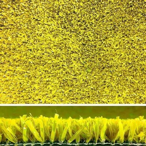 Tapete De Grama Sintética Amarela 2x7,5 (15m²) - 12mm Cor Amarelo Desenho do tecido Fibrilado