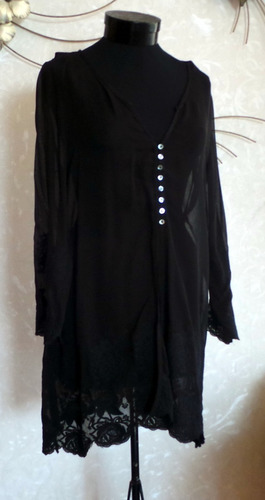 Blusa Umbrale Negra Bordada Talla 42