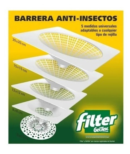Filtro Filtros Anti Insectos Cucarachas Rejilla Geltek 20x20