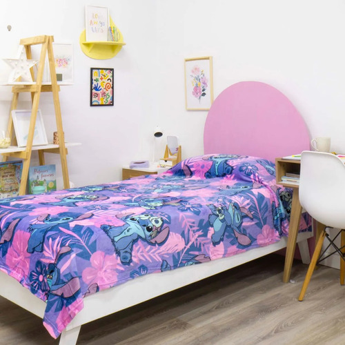 Frazada Flannel Piñata Diseño Stitch 1 1/2 Plaza