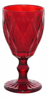 Juego 6 Copas Para Vino De Vidrio Cristal De Color 340ml Color Rojo