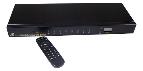 Chaveador Kvm 8 Portas Hdmi +cabos Visor Digital Padrão Rack