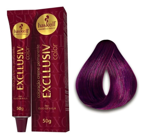 Kit Tintura Haskell Excllusiv Color Coloração Creme tom 8.26 Loiro Claro Violeta Vermelho Marsala