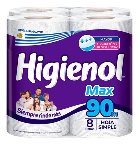 Higienol Ph Max Hoja Simple 90m 8 Rollos