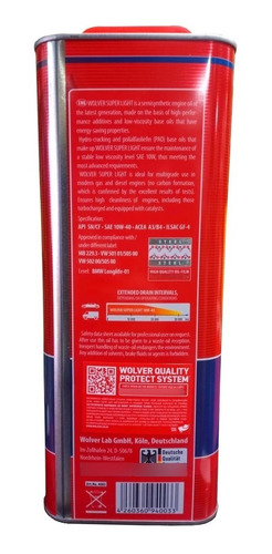Imagen 3 de 3 de Aceite De Motor Wolver 10w40 Bidón 4 L Para 15.000km
