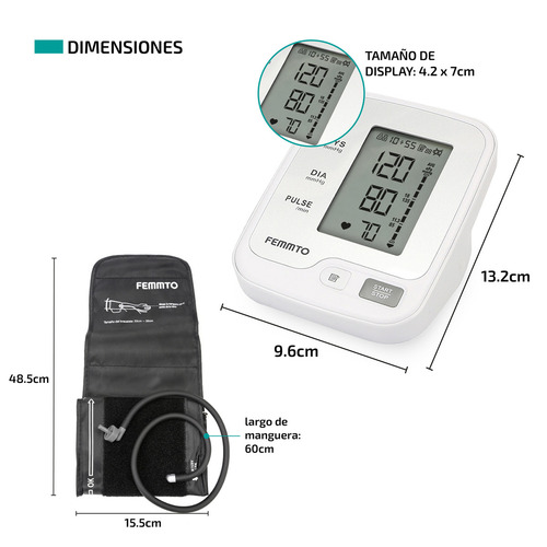 Tensiometro Digital Brazo Medidor Presion Arterial Enfermeria Automatico Femmto