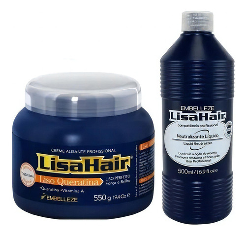 Kit Lisahair Creme Alisante Liso Queratina + Neutralizante