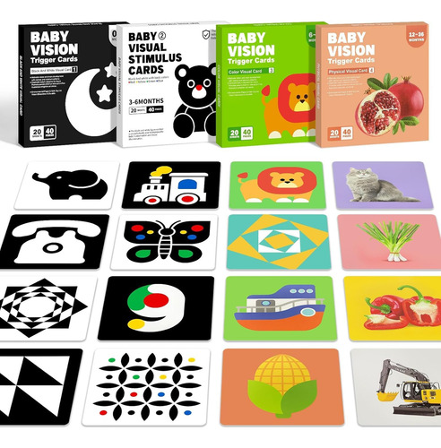80 Tarjetas De Estimulación Visual Para Bebes, Tarjetas