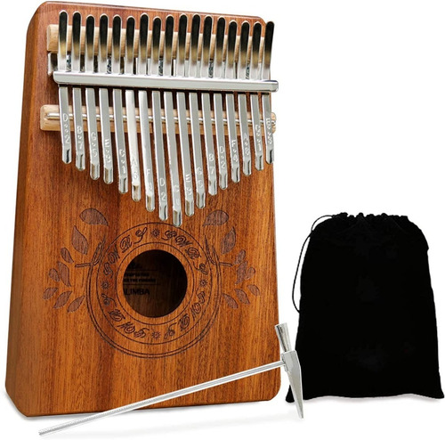 17 Teclas Kalimba Pulgar Pianos Con Sólido Caoba Portátil 