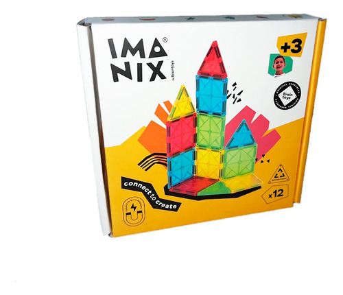 Juego Bloques Magnéticos Braintoys Imanix Standar 12 Piezas