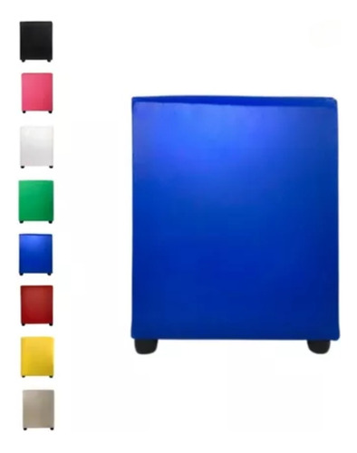 Puff Quadrado Banqueta Cubo Decorativo Organizador Courino Cor Azul