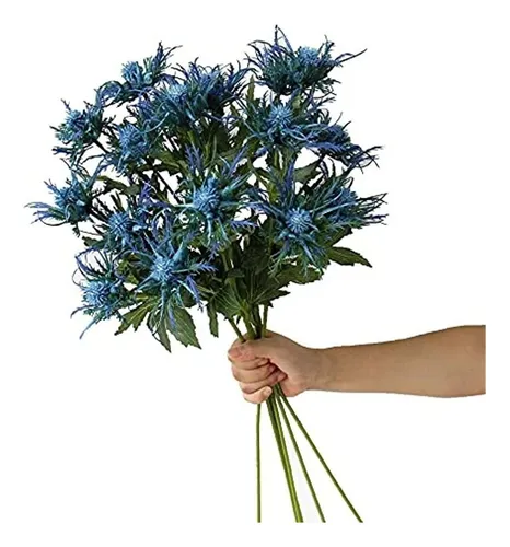 Romase 5 Unidades De Ramo De Flores De Cardo Artificial Azul