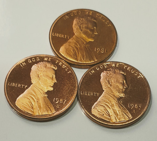 Moeda Usa One Cent Dólar Linconl 1981s,85s,87s Originais