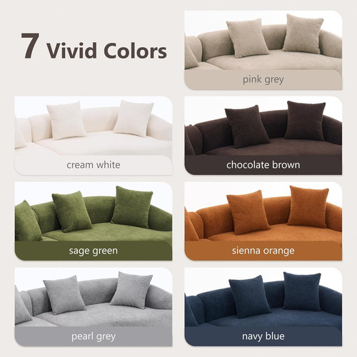 Sofa Seccional 4 Plazas Curvado Con 4 Almohadas Olodumare