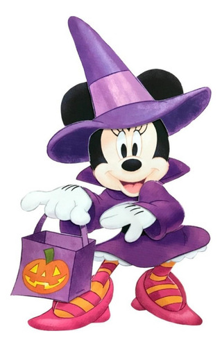 Painel Minnie Halloween Disney Dia Das Bruxas 52x33cm Fácil