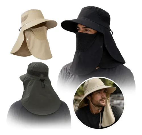 Chapéu Com Proteção De Rosto E Pescoço Uv+ Pesca Caminhada